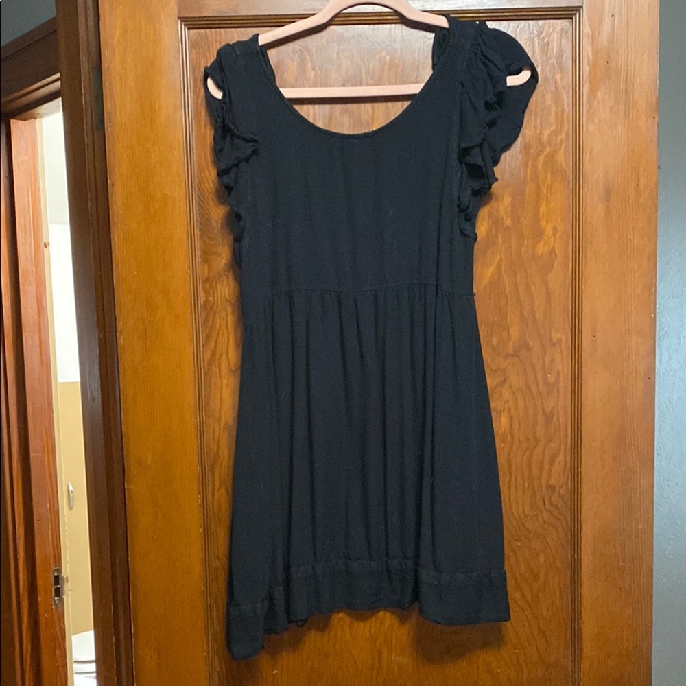 Black Ruffle Sleeve Dress